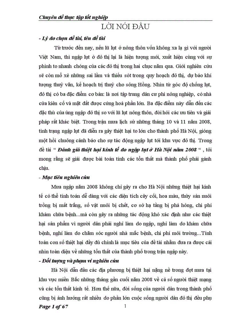 Đánh giá thiệt hại kinh tế do ngập lụt ở Hà Nội năm 2008