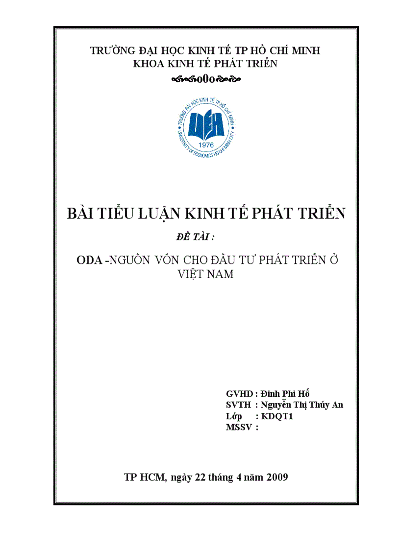 ODA nguồn vốn cho đầu tư phát triển ở Việt Nam