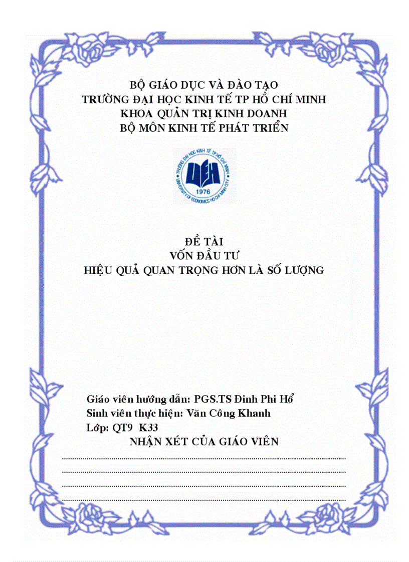 Vốn đầu tư hiệu quả hơn là số lượng