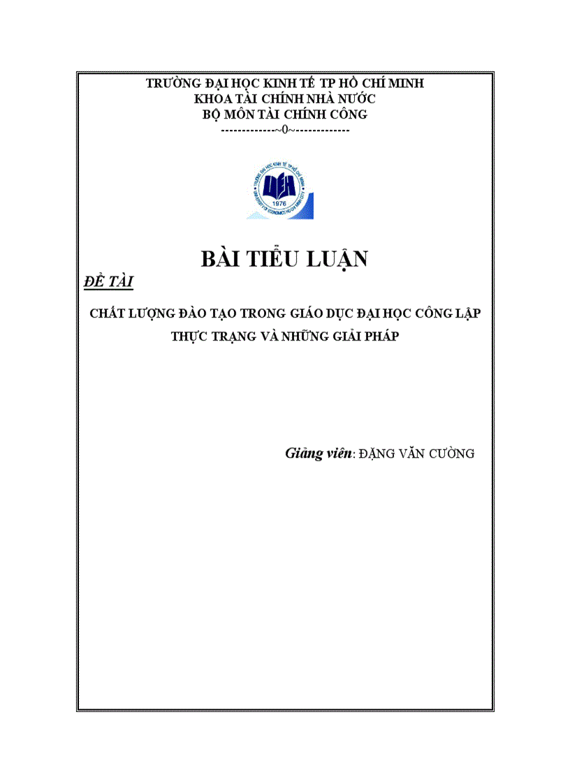 Chất lượng đào tạo trong giáo dục đại học công lập thực trạng và những giải pháp