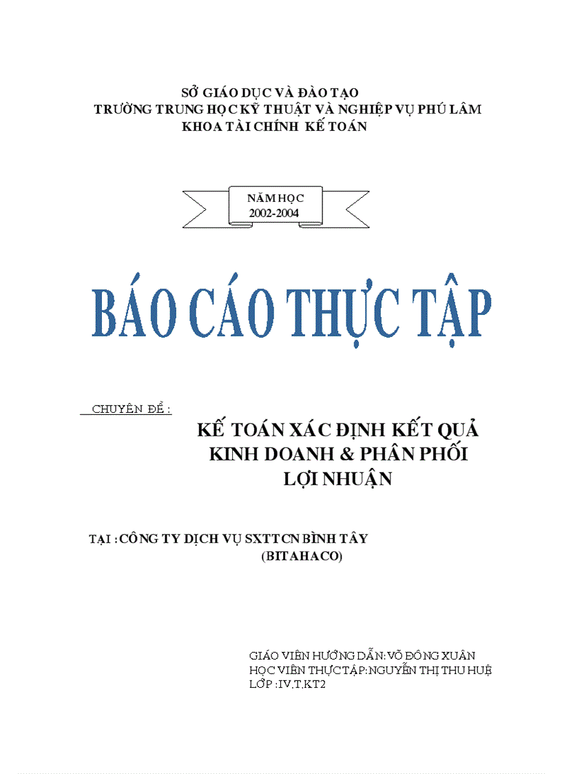 Báo cáo xác định kết quả kinh doanh và phân phối lợi nhuận