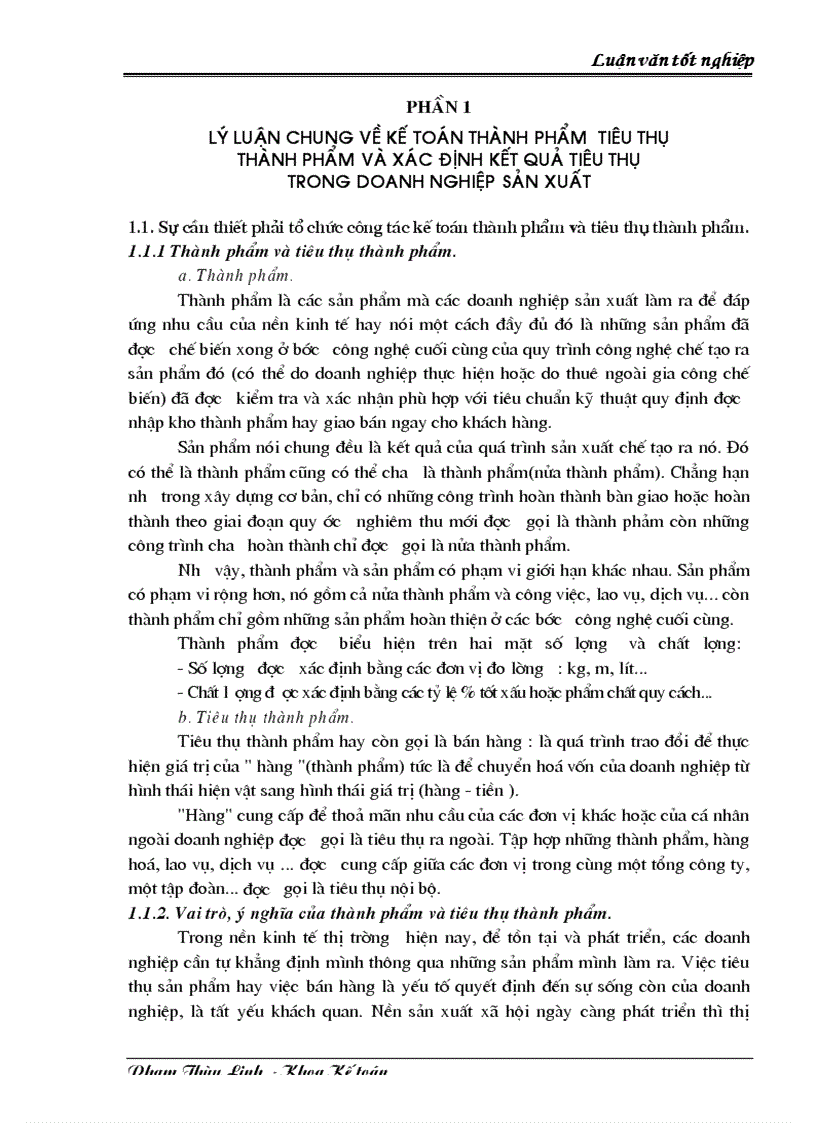 Kế toán thành phẩm tiêu thụ thành phẩm và xác định kết quả tiêu thụ trong doanh nghiệp sản xuất 1