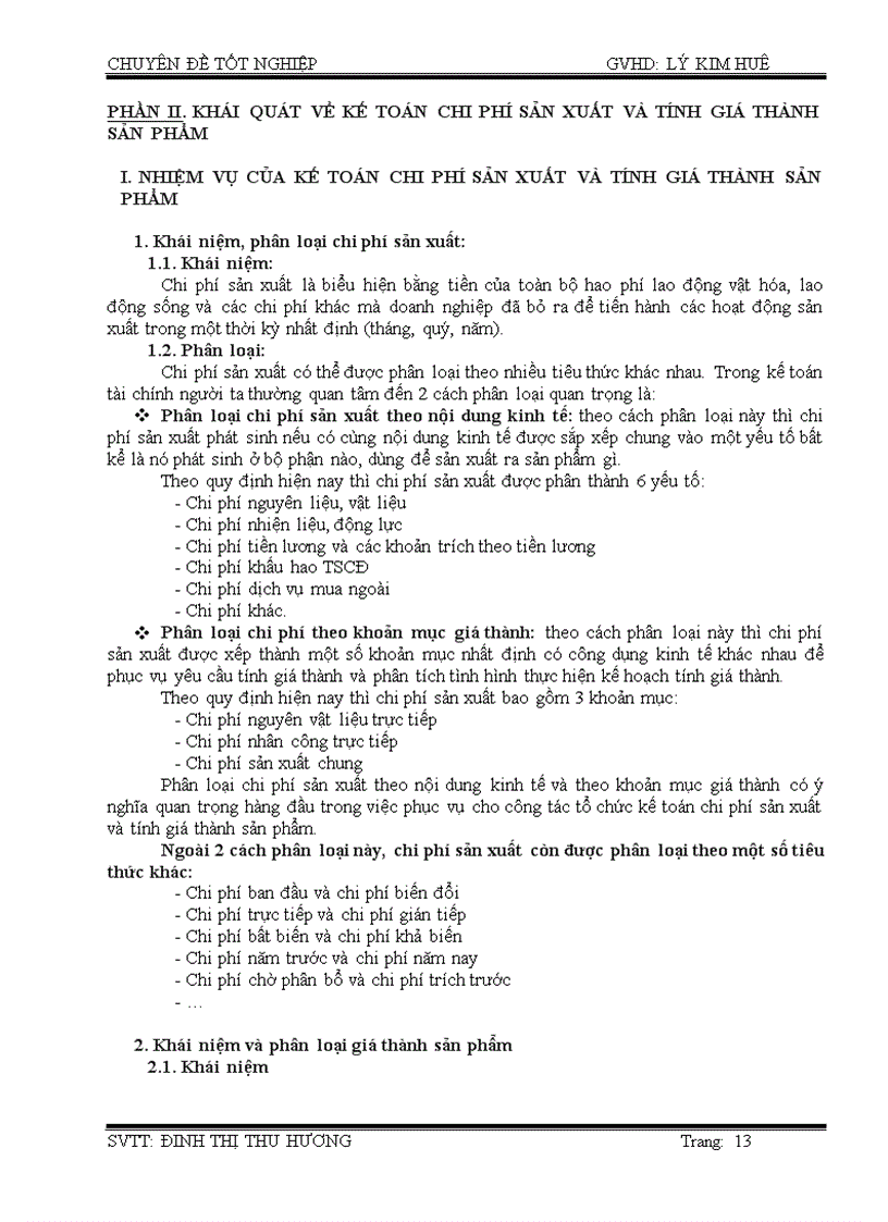 Khái quát về kế toán chi phí sản xuất và tính giá thành sản phẩm