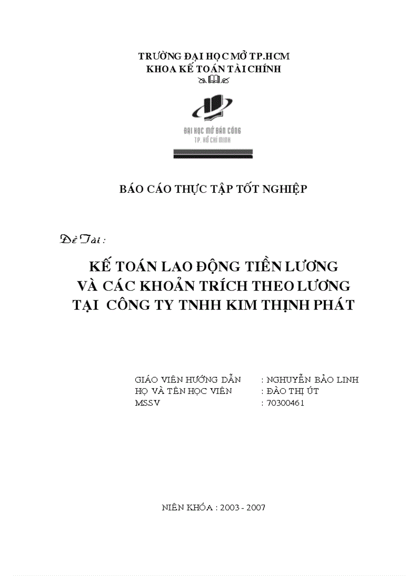 Kế toán tiền lương và các khoản trích theo lương tại công ty TNHH KIM THỊNH PHÁT