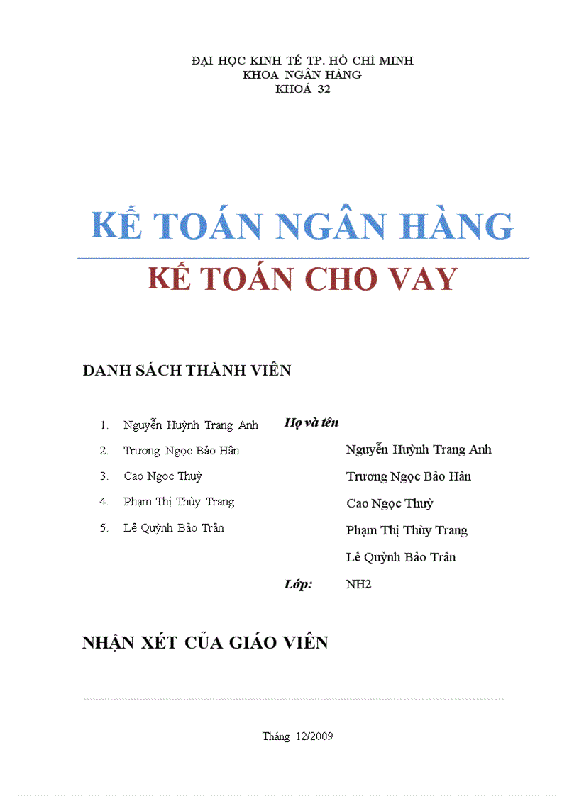 Kế toán cho vay