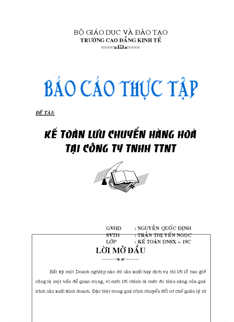 Kế toán lưu chuyển hàng hoá tại Công ty TNHH TTNT 1