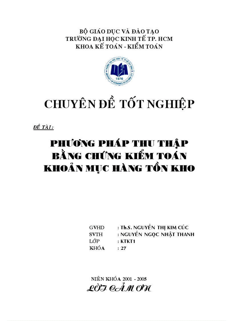 Phương pháp thu thập bằng chứng kiểm toán khoản mục hàng tồn kho