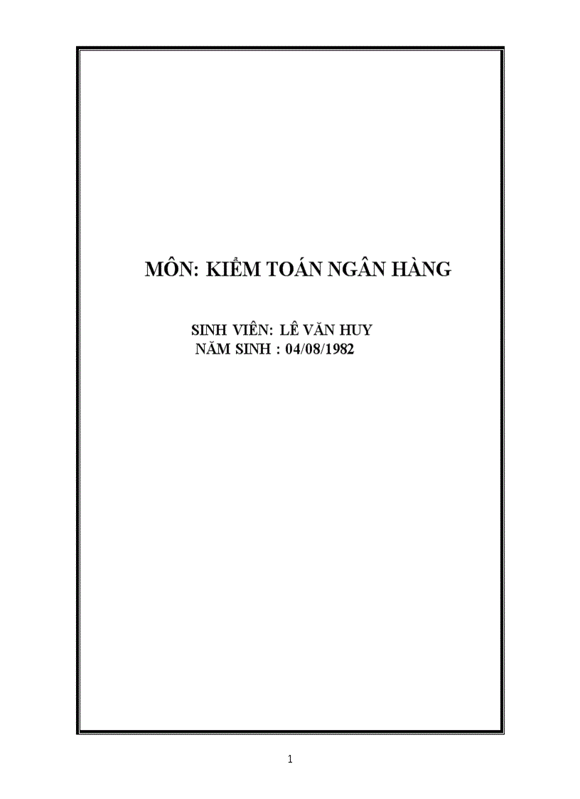 Tiểu luận môn Kiểm toán ngân hàng