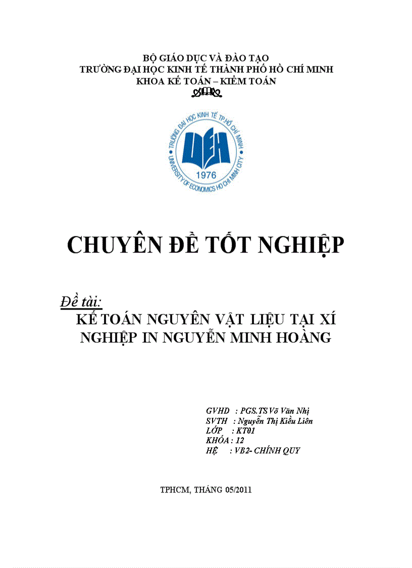 Kế toán nguyên vật liệu tại xí nghiệp in nguyễn minh hoàng