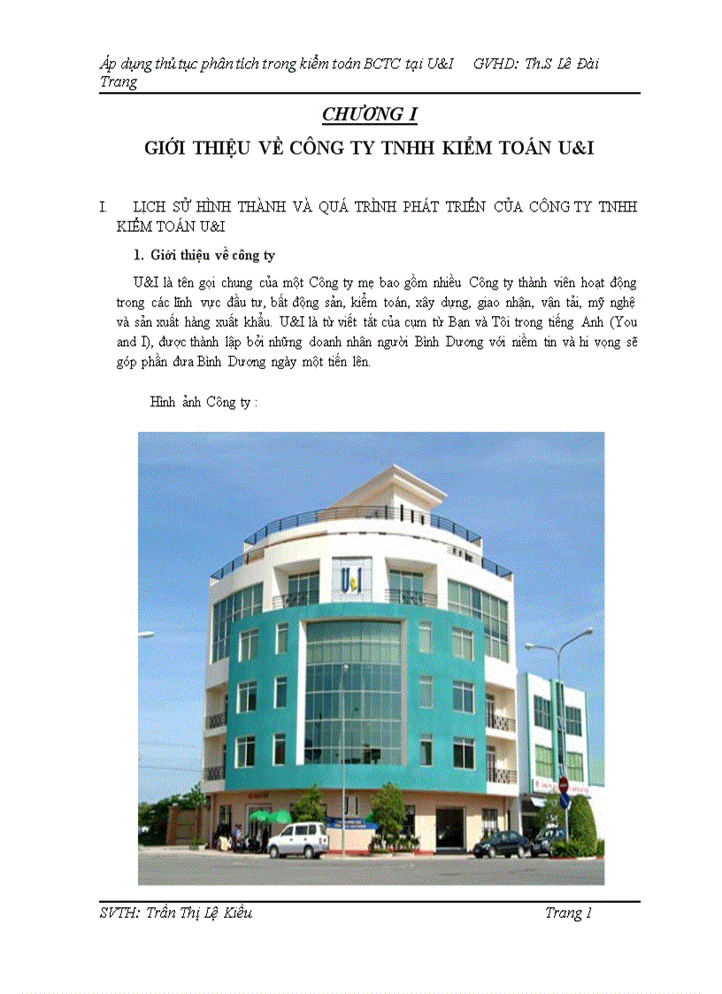 Áp dụng thủ thuật phân tích trong kiểm toán BCTC tại U I