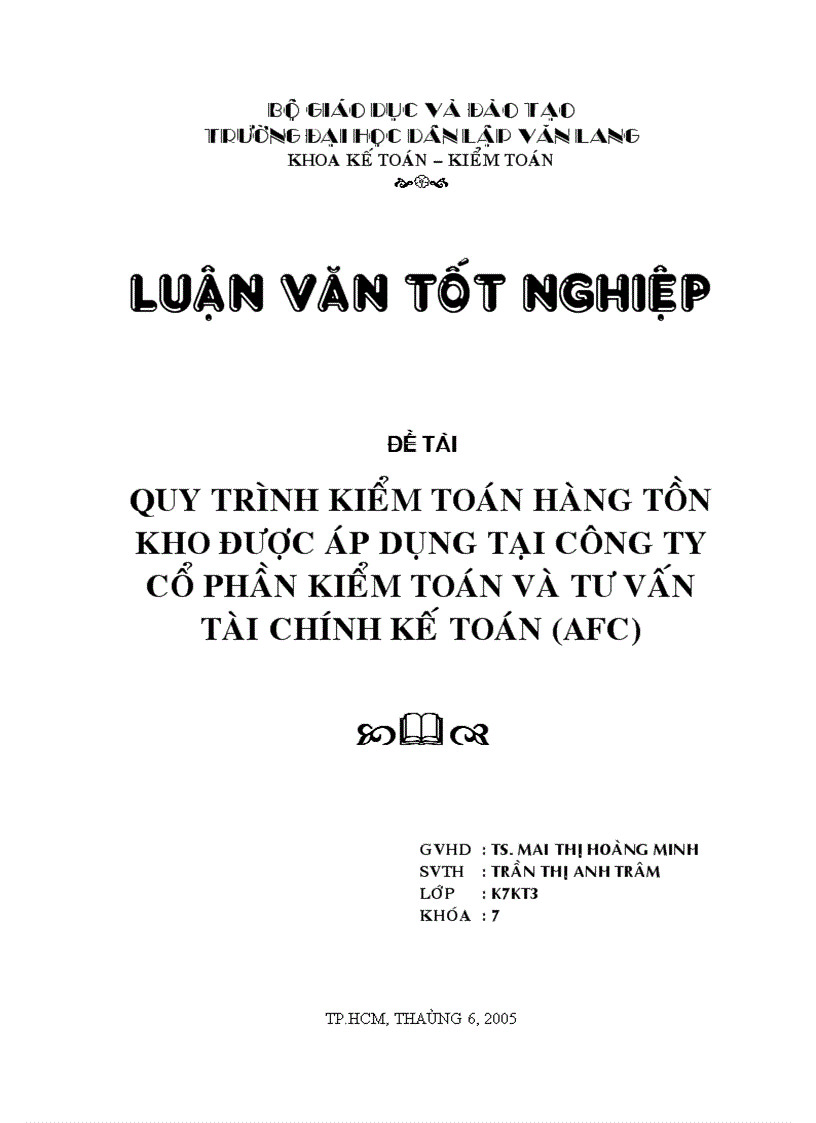 Quy trình kiểm toán hàng tồn kho tại công ty cổ phần kiểm toán và tư vấn tài chính