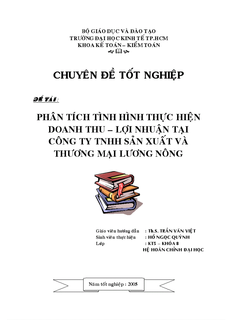 Phân tích tình hình thực hiện doanh thu lợi nhuận tại Công ty TNHH sản xuất và thương mại Lương Nông