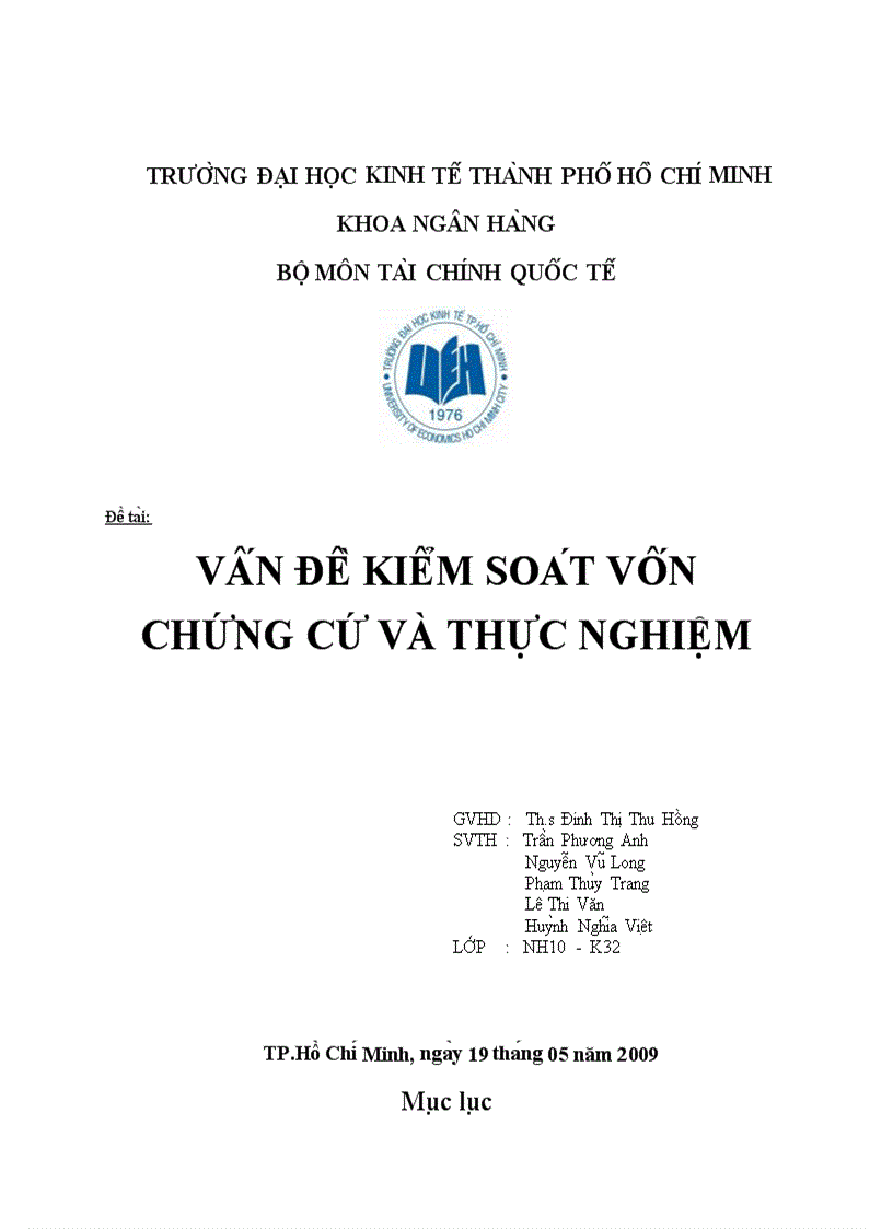 Vấn đề kiểm soát vốn chứng cứ và thực nghiệm