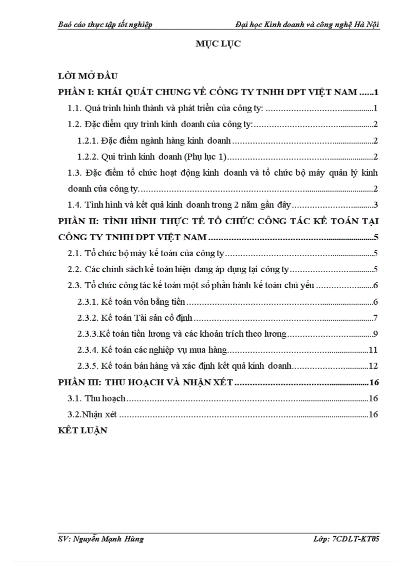 Tình hình thực tế tổ chức công tác kế toán tại công ty TNHH DPT Việt Nam