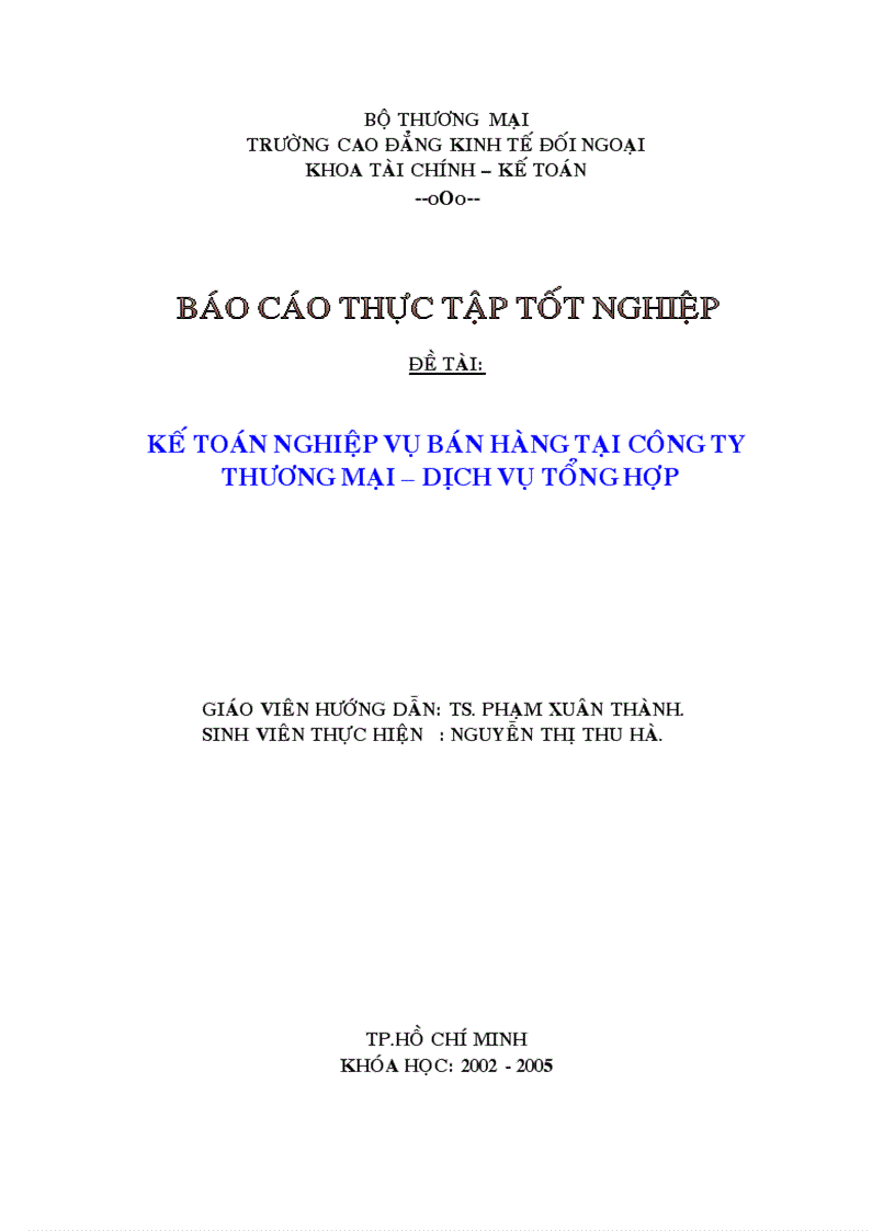 Kế toán nghiệp vụ bán hàng tại công ty thương mại dịch vụ tổng hợp 1