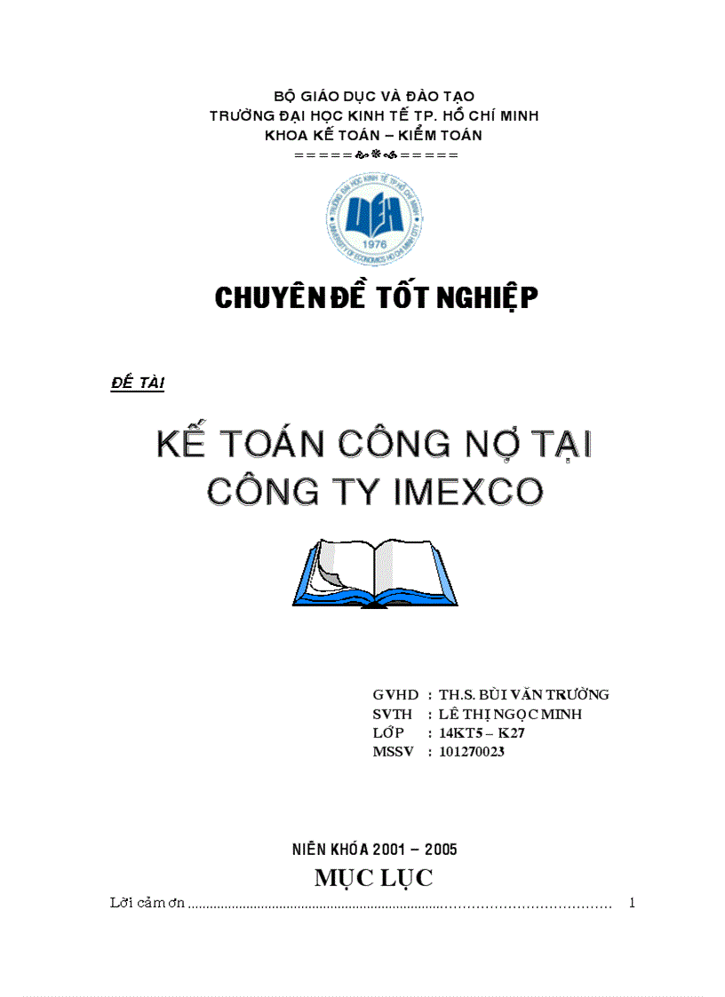 Kế toán công nợ tại công ty IMexco