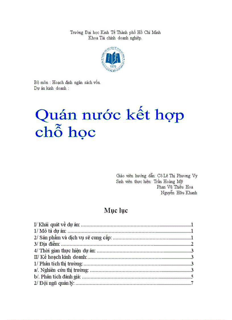 Quán nước kết hợp chỗ học