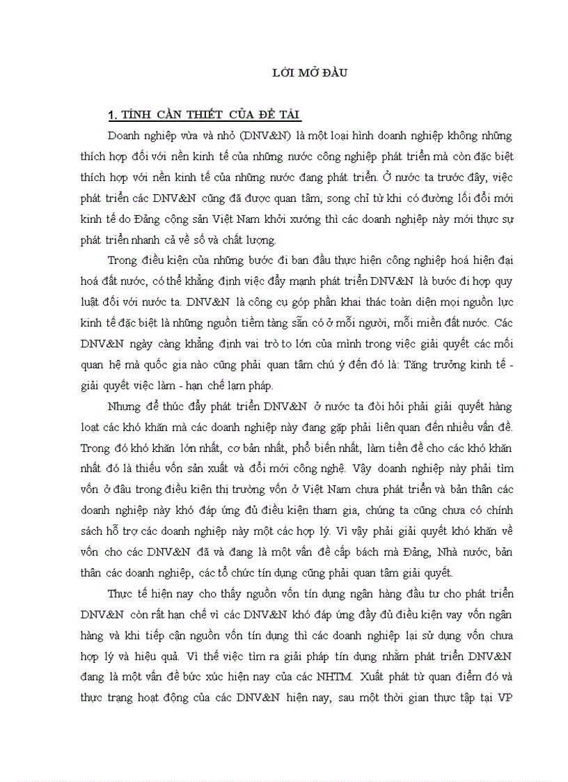 Tín dụng ngân hàng nhằm phát triển DNV N tại VP Bank