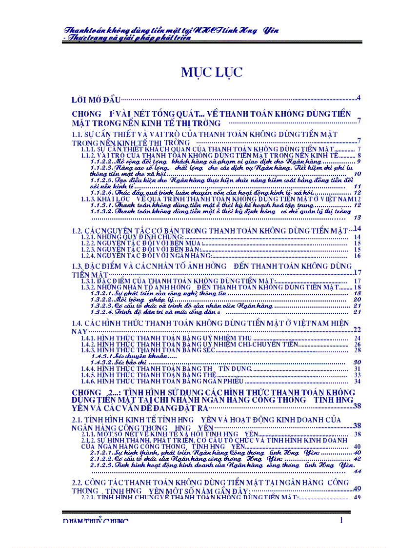 Tình hình sử dụng các hình thức thanh toán không dùng tiền mặt tại Chi nhánh Ngân hàng Công thương tỉnh Hưng Yên và các vấn đề đang đặt ra