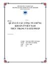 Quản lý các công ty chứng khoán ở việt nam thực trạng và giải pháP