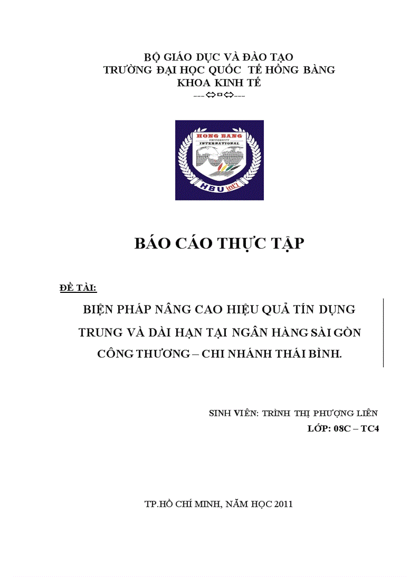 Biện pháp nâng cao hiệu quả tín dụng trung và dài hạn tại Ngân hàng Sài Gòn công thương chi nhánh Thái Bình