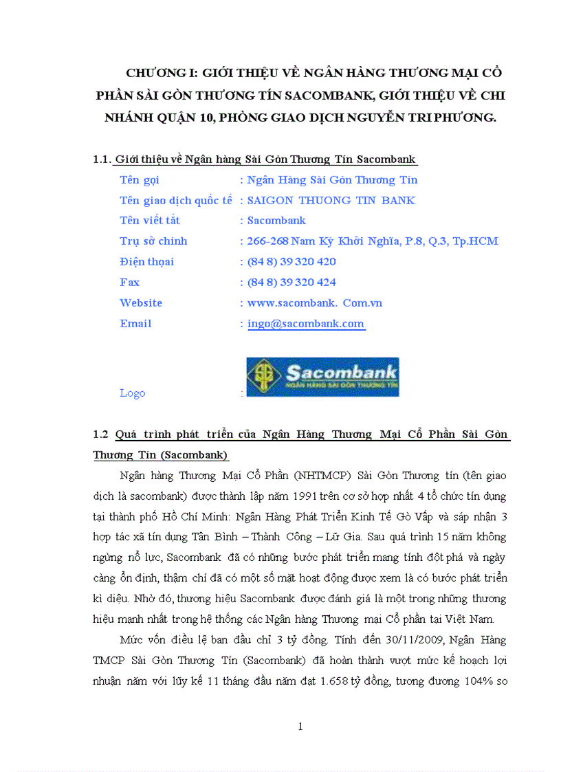 Giải pháp nâng cao chất lượng các dịch vụ của sacombank chi nhánh quận 10
