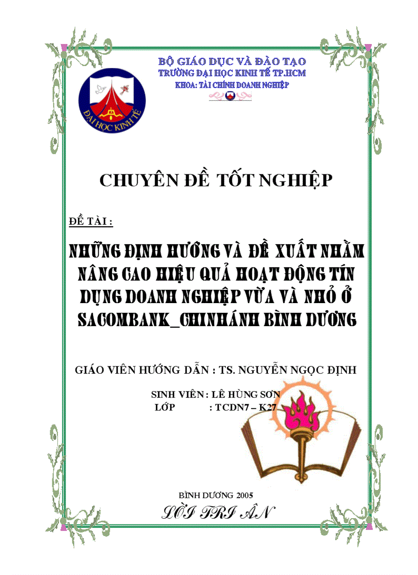 Những định hướng và đề xuất nâng cao hiệu quả tín dụng doanh nghiệp vừa và nhỏ ở ngân hàng SACOMBANK