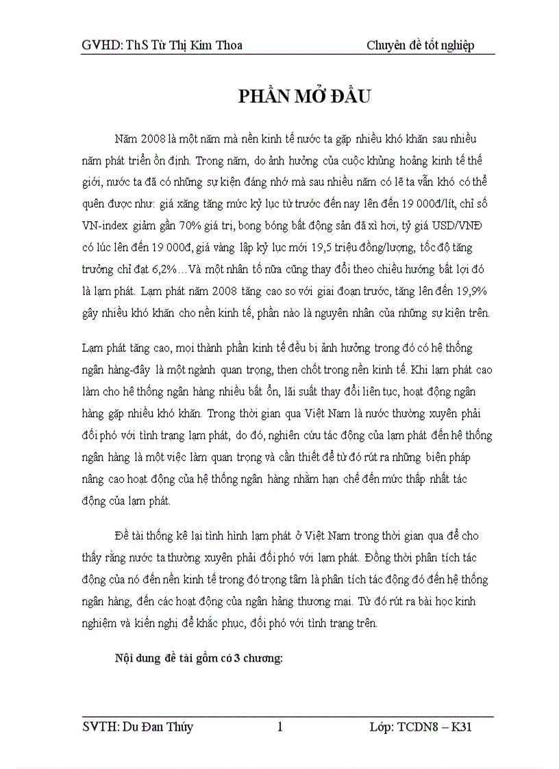 Tác động của lạm phát đến hệ thống ngân hàng việt nam