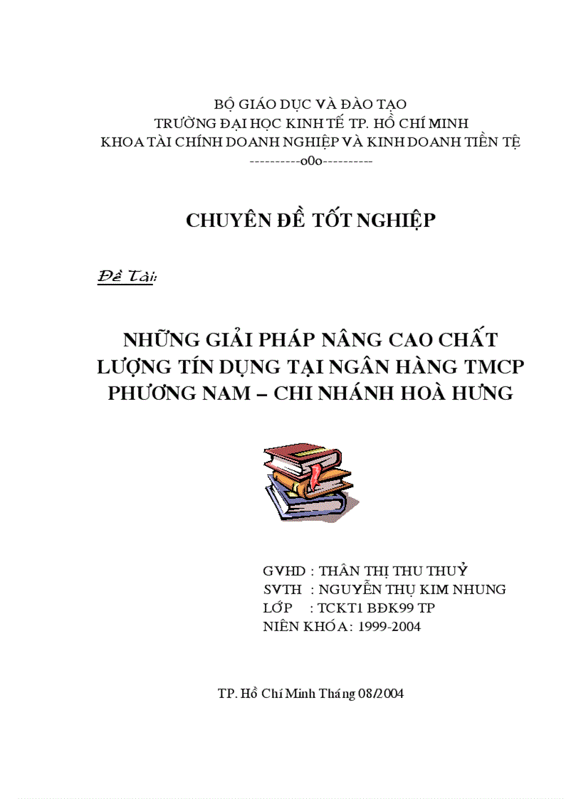 Những giải pháp nâng cao chất lượng tín dụng tại ngân hàng tmcp phương nam chi nhánh hoà hưng