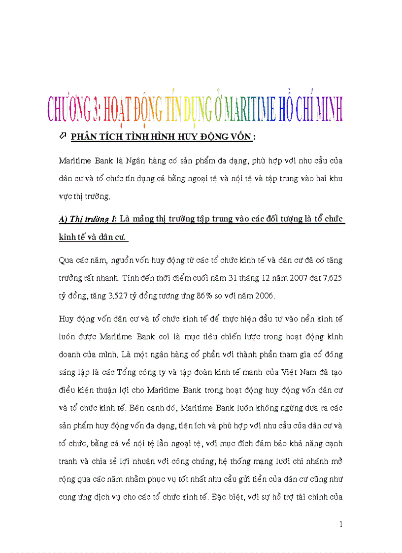 Hoạt động tín dụng ở maritime hồ chí minh