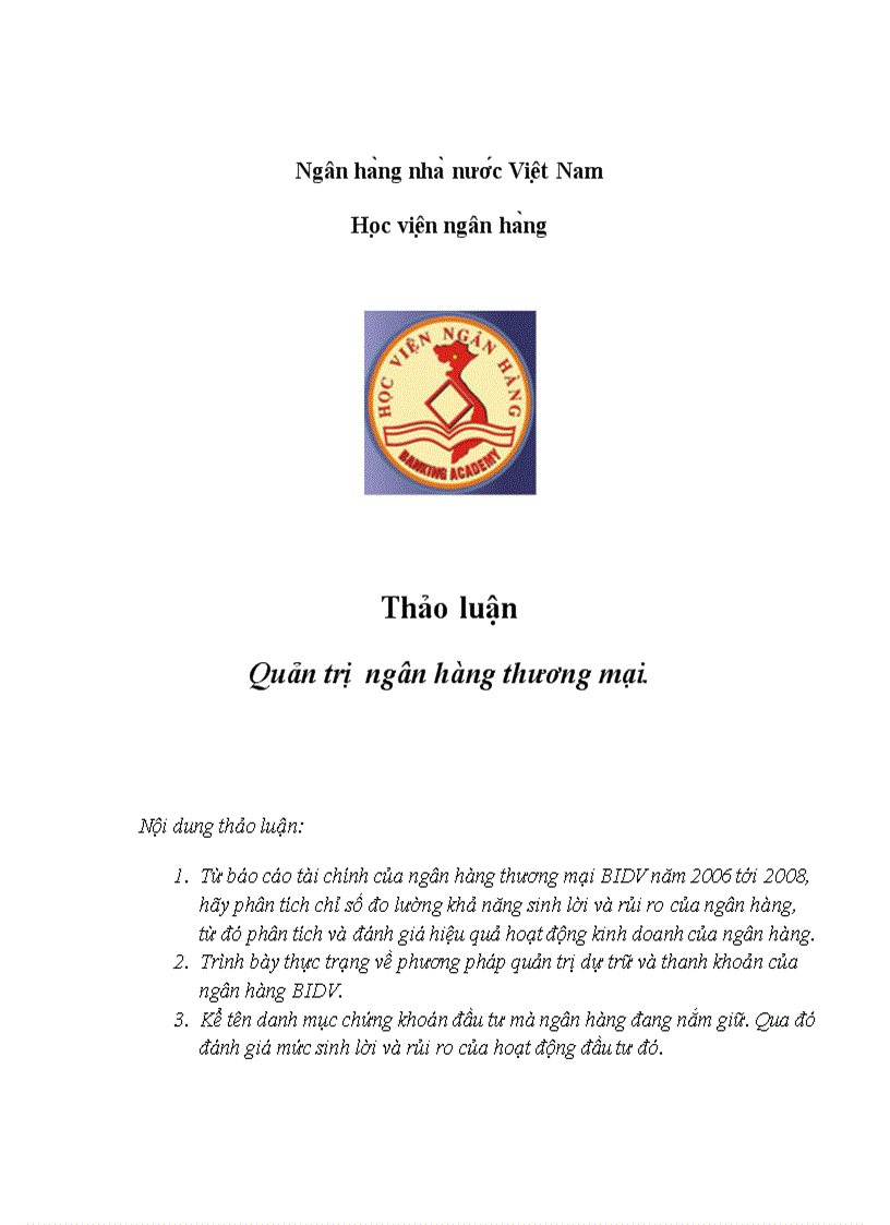 Quản trị ngân hàng thương mại