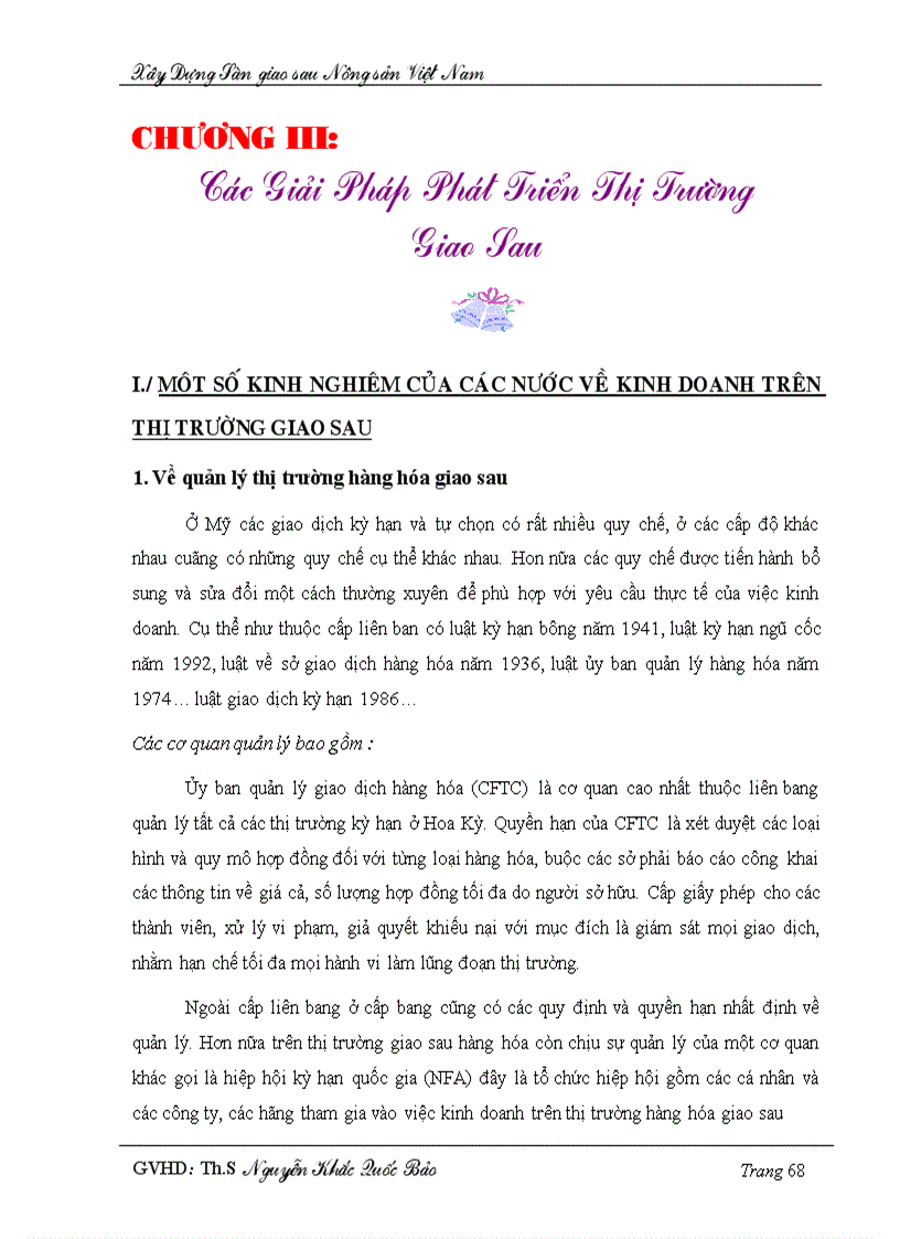 Các Giải Pháp Phát Triển Thị Trường Giao Sau
