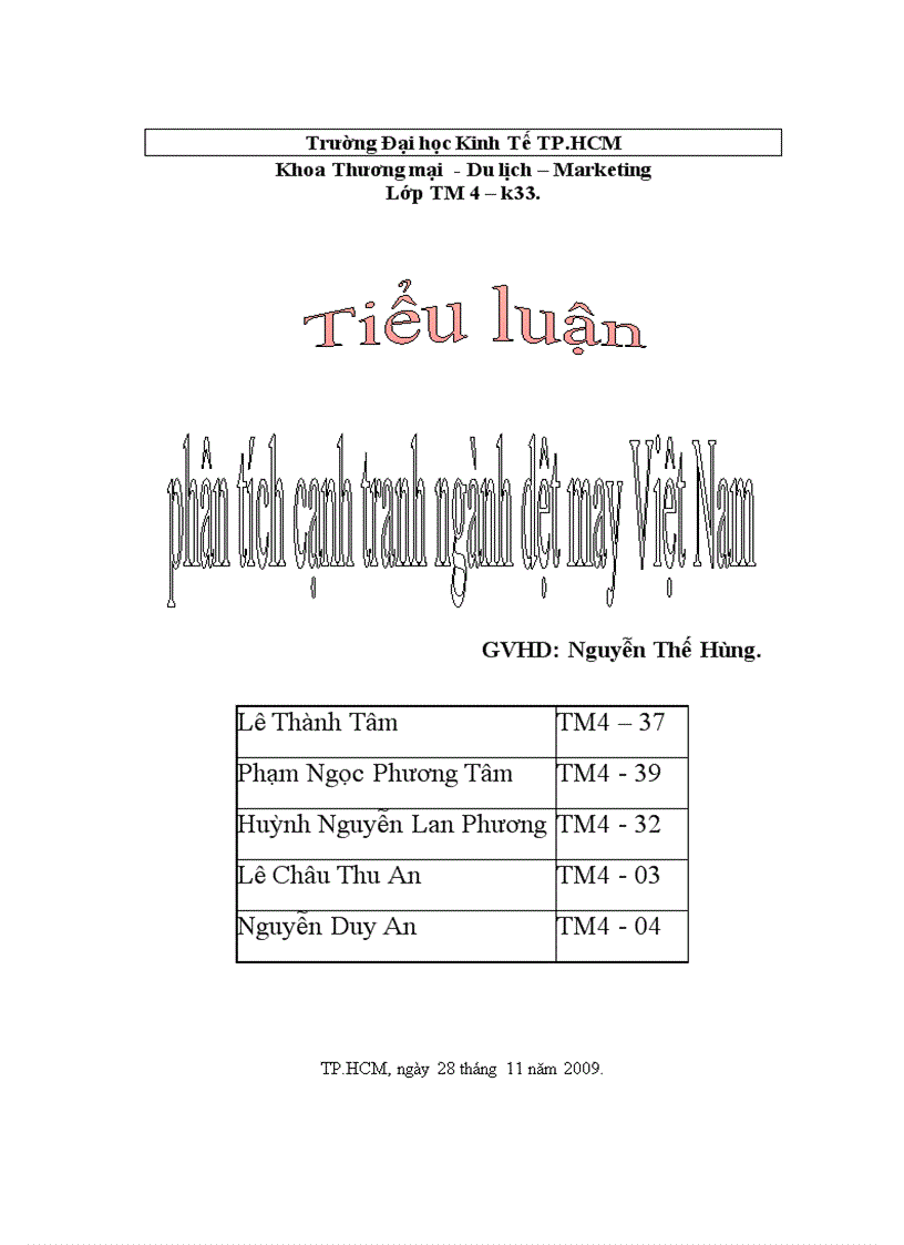 Phân tích cạnh tranh ngành dệt may Việt Nam