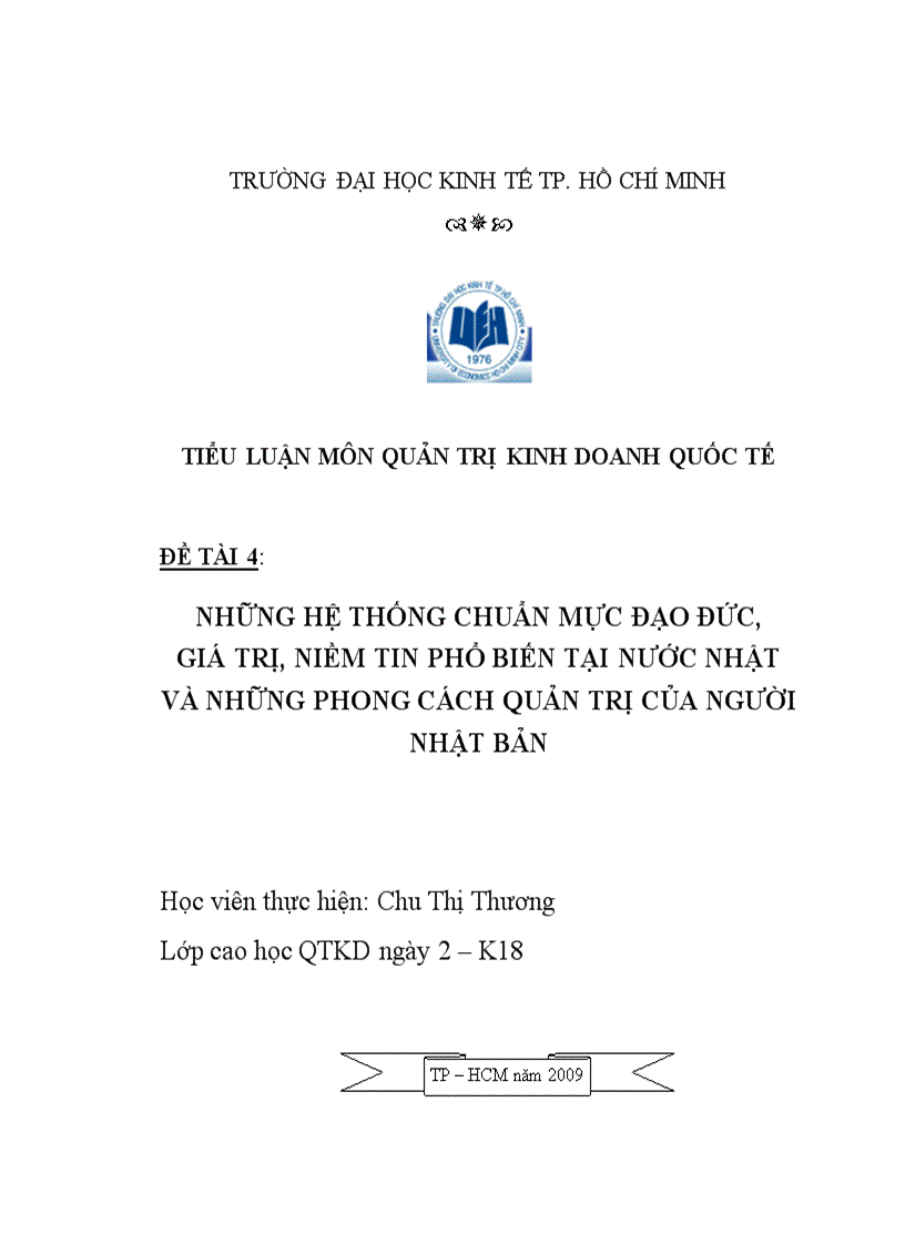 Những hệ thống chuẩn mực đạo đức giá trị niềm tin phổ biến tại nước nhật và những phong cách quản trị của người Nhật Bản