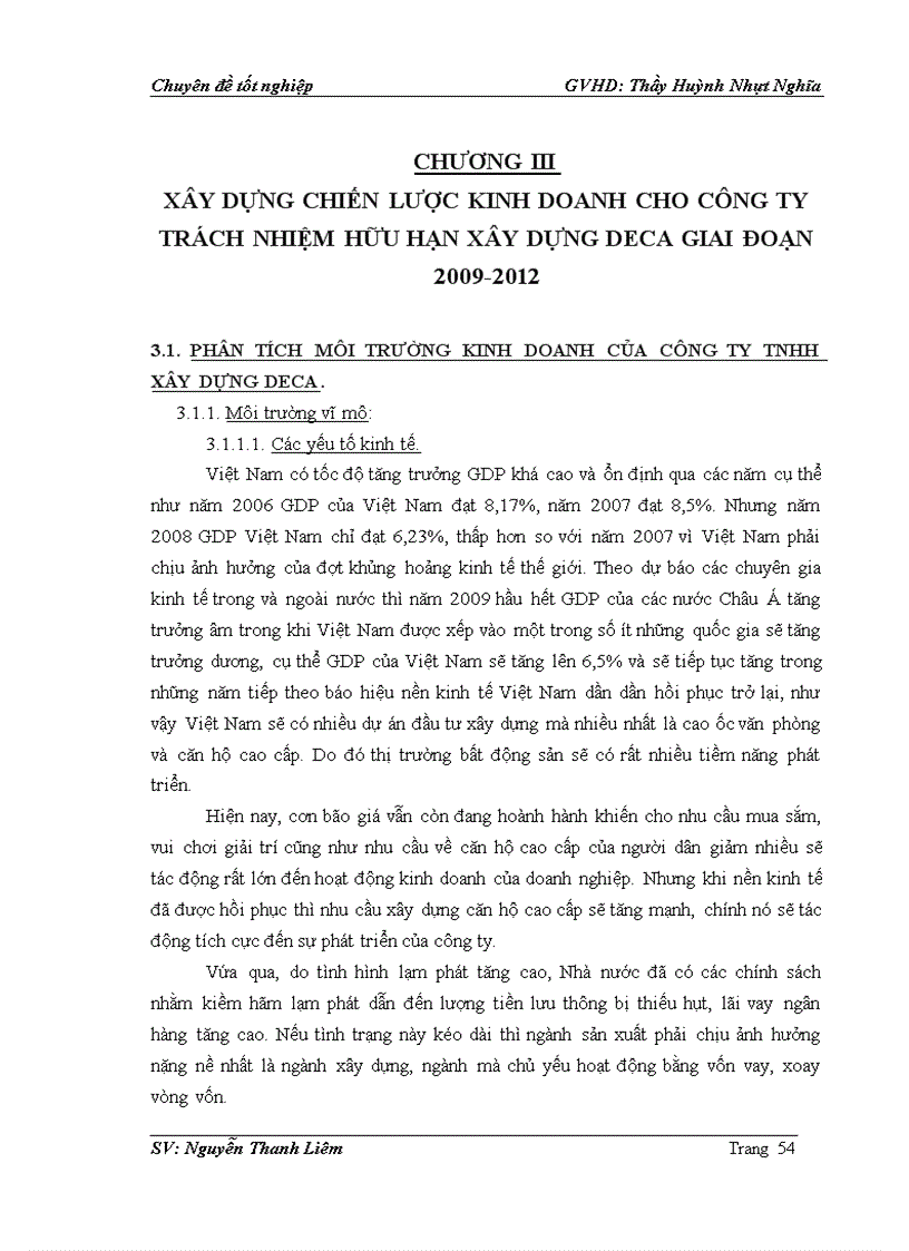 Xây dựng chiến lược kinh doanh cho công ty trách nhiệm hữu hạn xây dựng deca giai đoạn 2009 2012