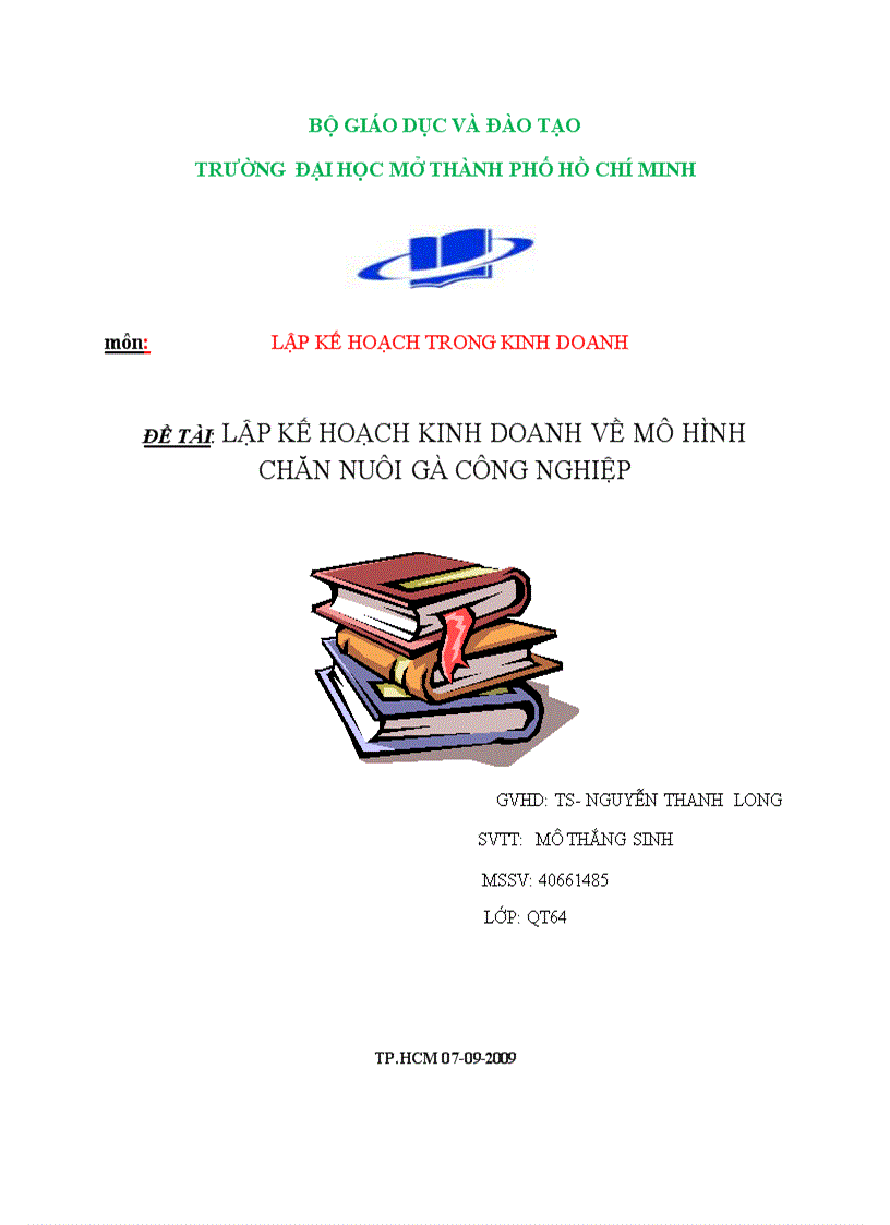 Lập kế hoạch kinh doanh về mô hình chăn nuôi gà công nghiệp