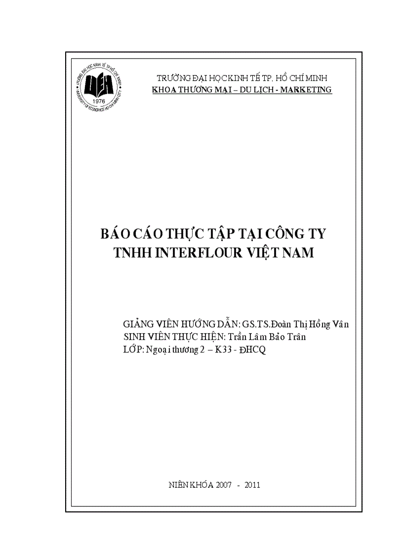 Báo cáo thực tập tại công ty tnhh interflour VIỆT NAM