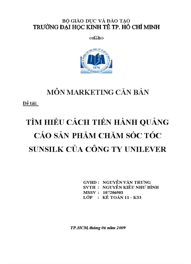 Tìm hiểu cách tiến hành quảng cáo sản phẩm chăm sóc tóc Sunsilk của công ty unilever