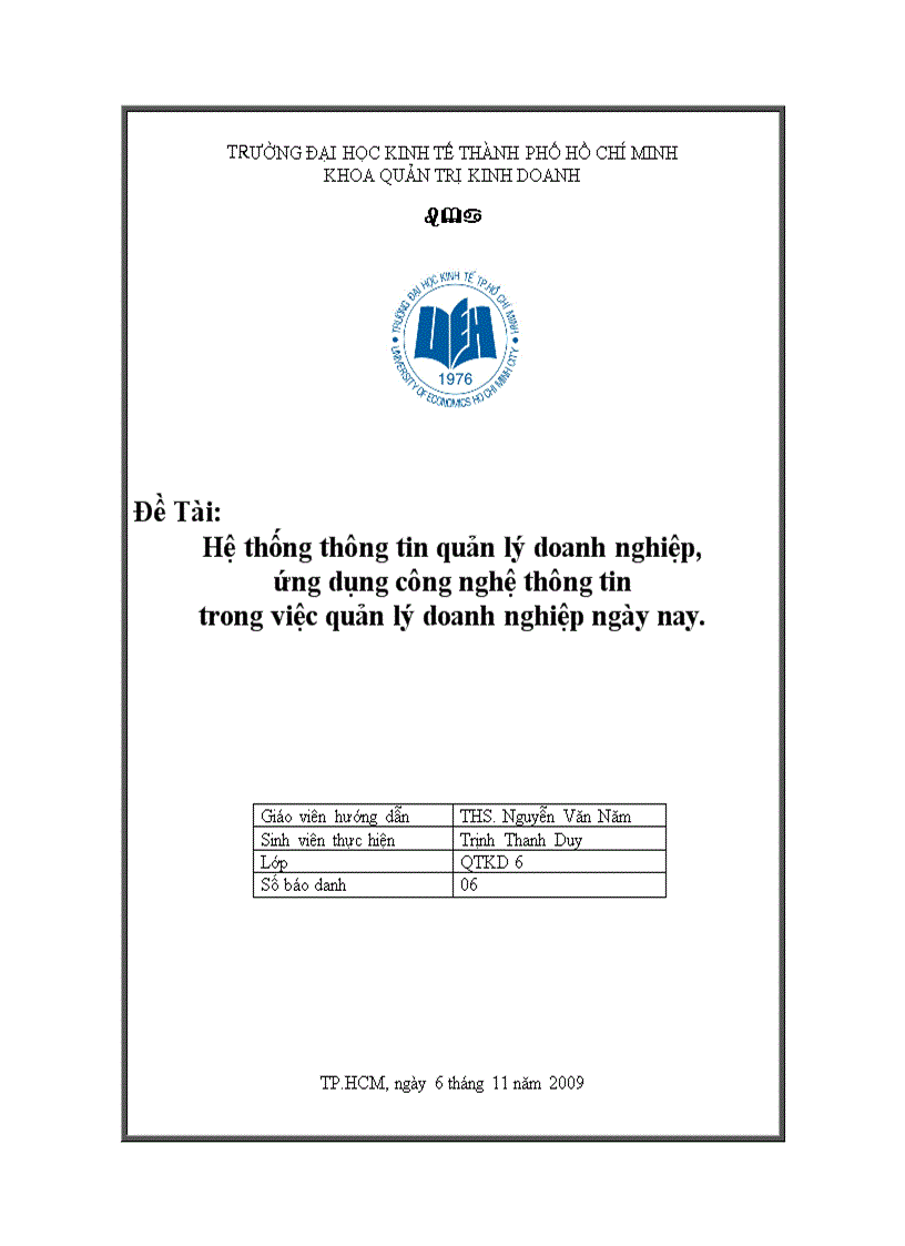 Hệ thống thông tin quản lý doanh nghiệp ứng dụng công nghệ thông tin trong việc quản lý doanh nghiệp ngày nay