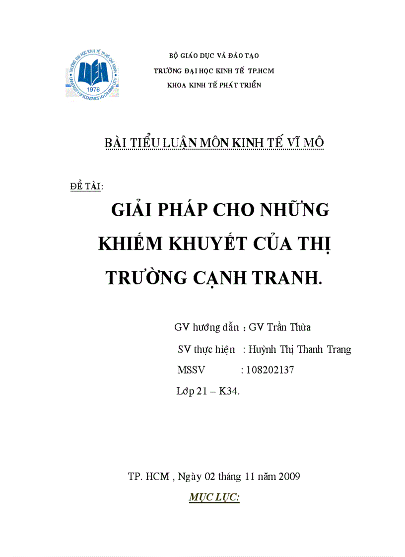 Giải pháp cho những khiếm khuyết của thị trường cạnh tranh