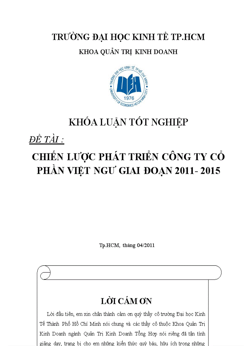 Chiến lược phát triển công ty cổ phần việt ngư giai đoạn 2011 2015