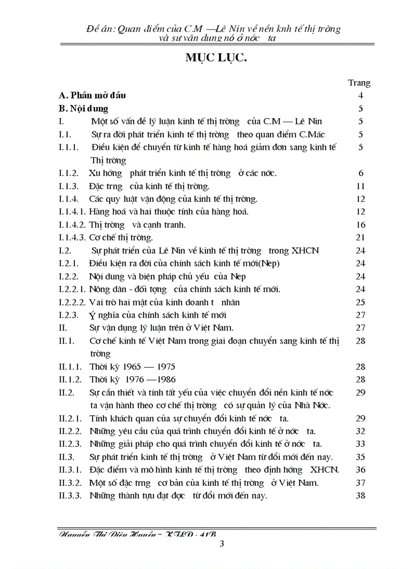 Quan điểm của C M Lê Nin về nền knh tế thị trường và sự vận dụng nó ở nước ta