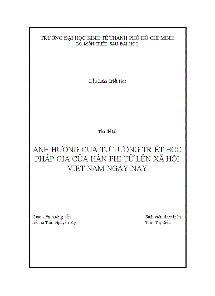 Ảnh hưởng của tư tưởng Triết học Pháp gia của Hàn Phi Tử lên xã hội Việt Nam ngày nay