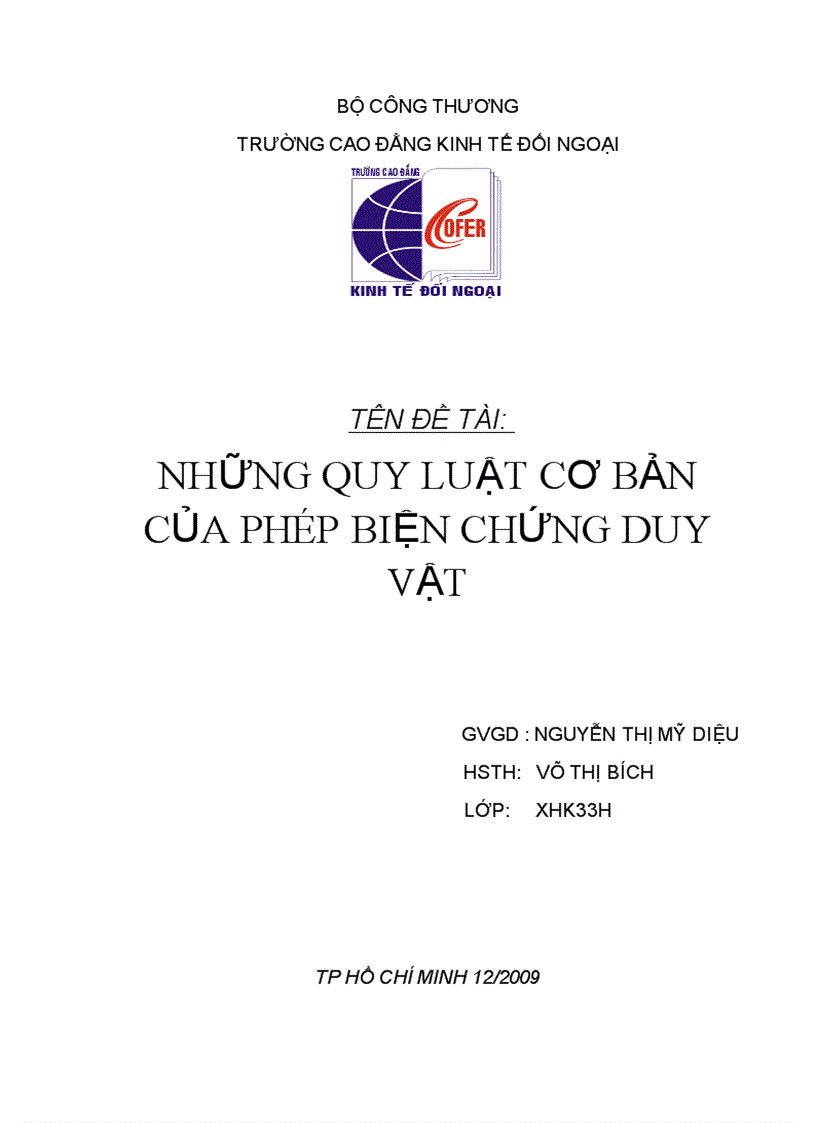 Những quy luật cơ bản của phép biện chứng duy vật