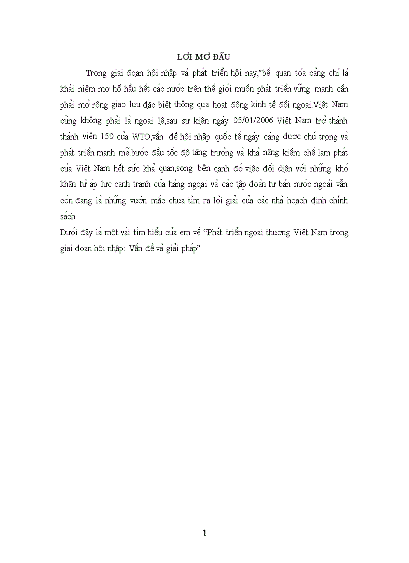 Phát triển ngoại thương Việt Nam trong giai đoạn hội nhập Vấn đề và giải pháp