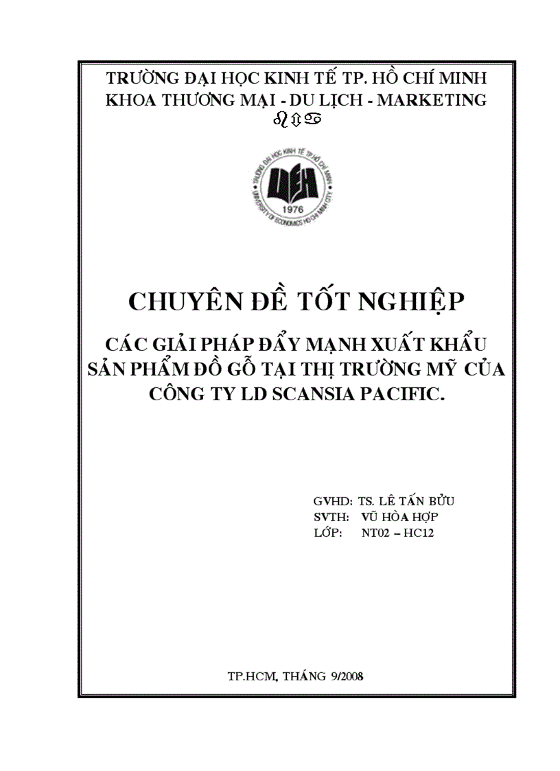 Các giải pháp đẩy mạnh xuất khẩu sản phẩm đồ gỗ tại thị trường mỹ của công ty ld SCANSIA PACIFIC