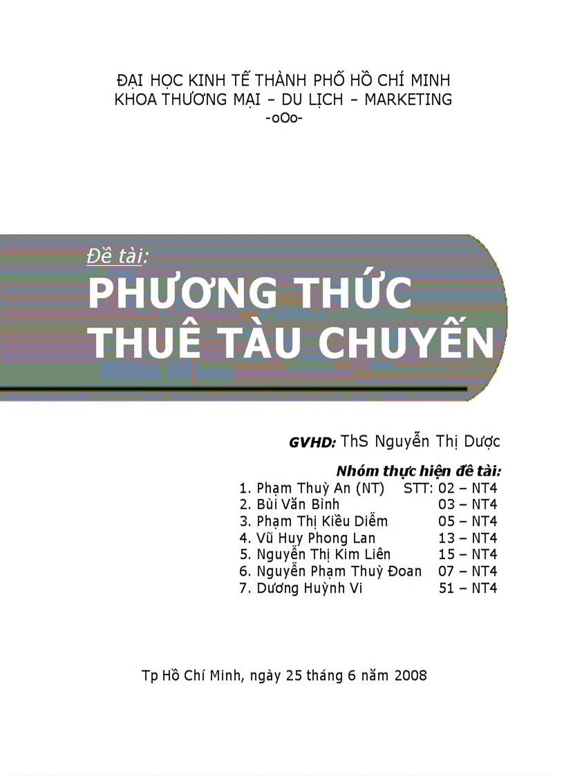 Phương thức thuê tàu chuyến