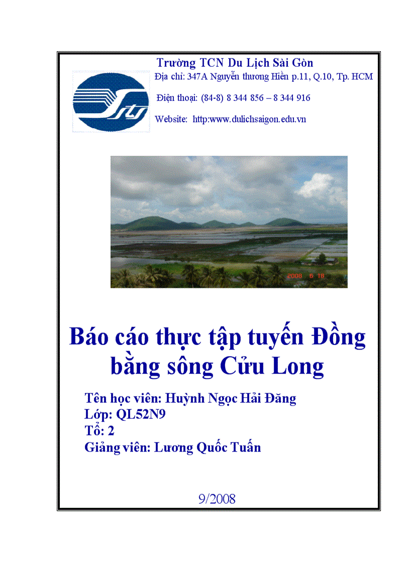 Báo cáo thực tập tuyến Đồng bằng sông Cửu Long