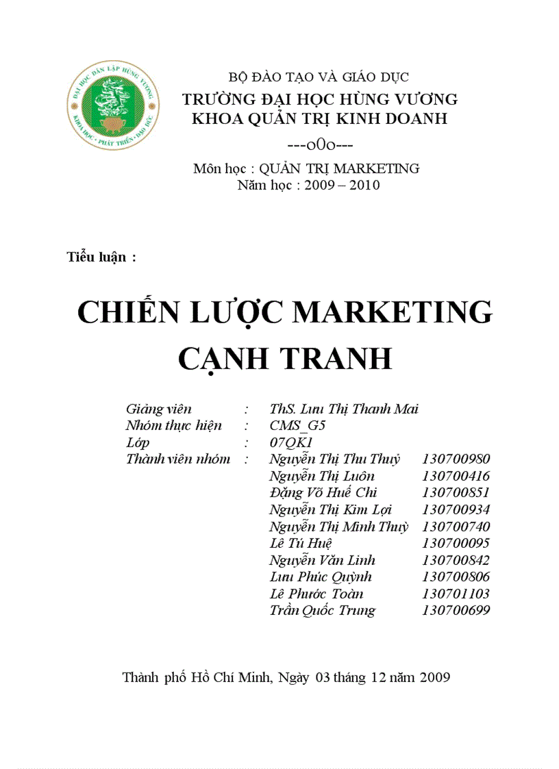 Chiến lược Marketing cạnh tranh