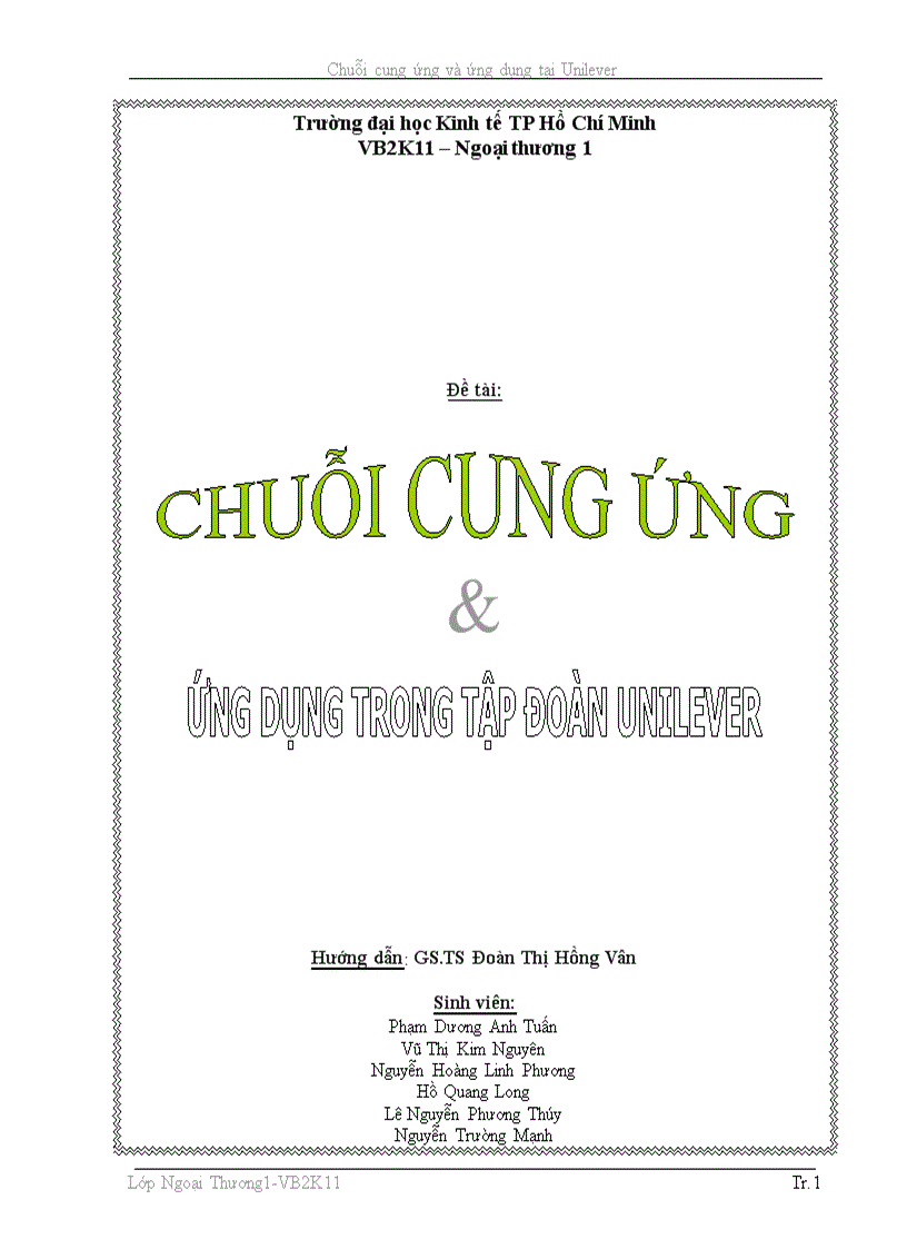 Chuỗi cung ứng và ứng dụng tại Unilever